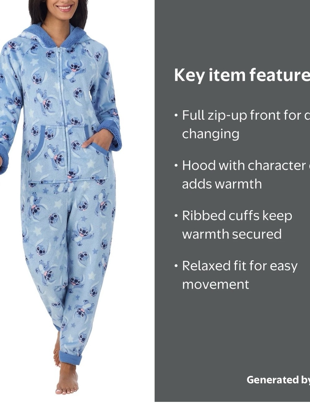 Lilo and Stitch Zip Up Hooded Fleece Pajamas with Character Print